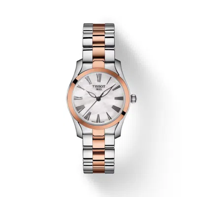Pre-owned Tissot T-wave Mother Of Pearl Dial Rose Gold Women's 30mm Watch T1122102211301