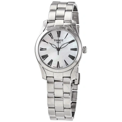 Tissot T-wave Quartz White Mother Of Pearl Dial Ladies Watch T112.210.11.113.00 In Black / Mother Of Pearl / White