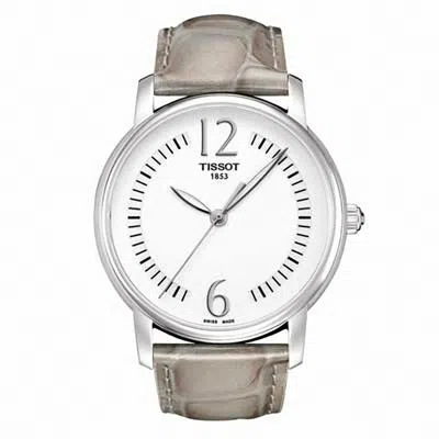 Pre-owned Tissot T052.210.16.037.01 T-trend Round Silver Dial Leather Ladies Watch