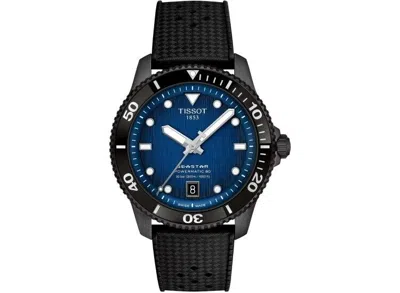 Pre-owned Tissot T1208073704100 Seastar 1000 40mm Black Case Rubber T120.807.37.041.00