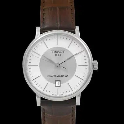 Pre-owned Tissot T1224071603100 Men's Watch Brown Genuine Leather Band Stainless Steel