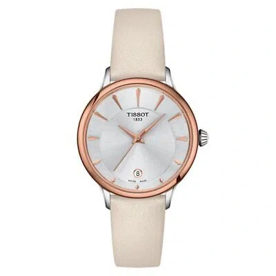 Pre-owned Tissot T1332102603100 Women's Watch White Genuine Leather Analog Display