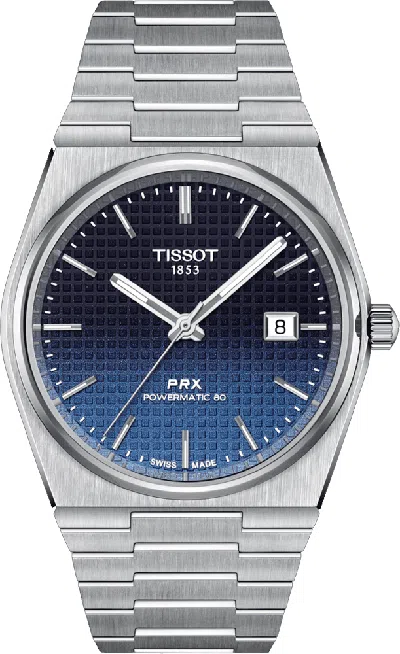 Pre-owned Tissot T1374071105101 Prx 40mm Black Chameleon Gradient T137.407.11.051.01