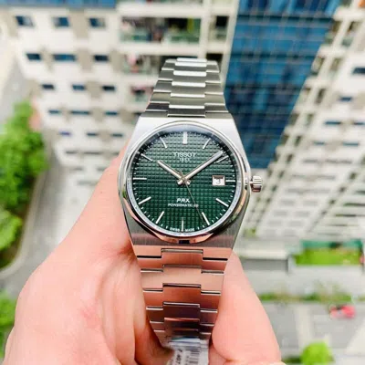 Pre-owned Tissot T137.407.11.091.00 Prx Powermatic 80 T-classic Green Automatic Men Watch