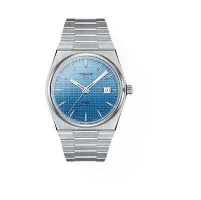 Pre-owned Tissot T1374071135101 Prx 40mm Light Blue & Blue Gradient T137.407.11.351.01