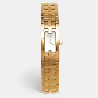 Pre-owned Tissot T-classic L820p Silver Dial Yellow Gold Plated Stainless Steel Women's Wristwatch 14mm