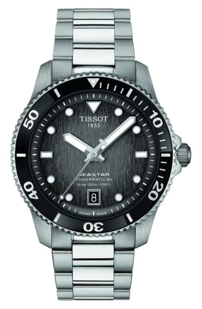 Tissot Tisso Seastar 1000 Powermatic 80 Bracelet Watch, 40mm In Black/silver