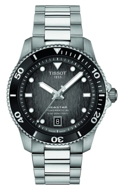 Tissot Tisso Seastar 1000 Powermatic 80 Bracelet Watch, 40mm In Black/ Silver