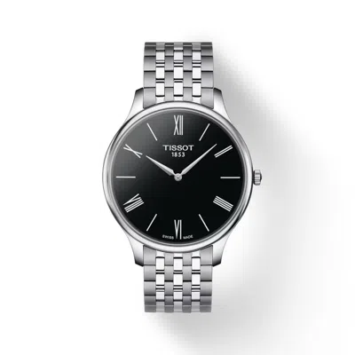 Pre-owned Tissot Tradition 5.5 Stainless Steel Black Dial 39mm Watch T0634091105800