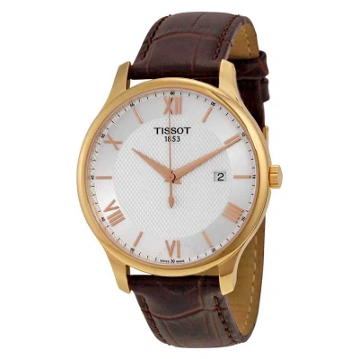 Tissot Tradition Gents Quartz Silver Dial Men's Watch T0636103603800 In Brown / Gold / Gold Tone / Rose / Rose Gold / Rose Gold Tone / Silver