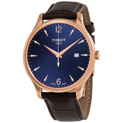 Tissot Tradition Quartz Blue Dial Men's Watch T063.610.36.047.00 In Gold