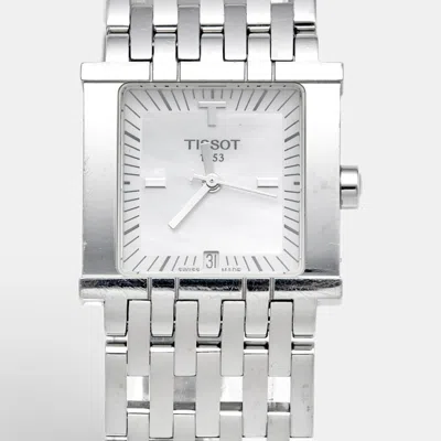 Pre-owned Tissot T-trend L910 Mother Of Pearl Dial Stainless Steel Women's Wristwatch 23 Mm In Silver