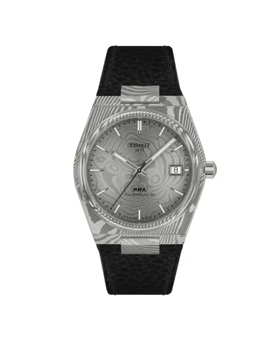 Tissot Unisex Black Leather Bracelet Watch, 38mm In Gray