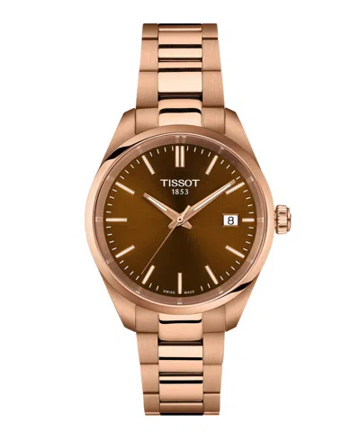 Tissot Unisex Rose Gold Stainless Steel Bracelet Watch, 34mm In Brown
