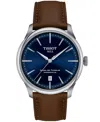 Tissot Unisex Swiss Automatic Chemin Des Tourelles Powermatic 80 Brown Leather Strap Watch 39mm In No Color