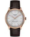 Tissot Unisex Swiss Automatic Chemin Des Tourelles Powermatic 80 Dark Brown Leather Strap Watch 39mm In No Color