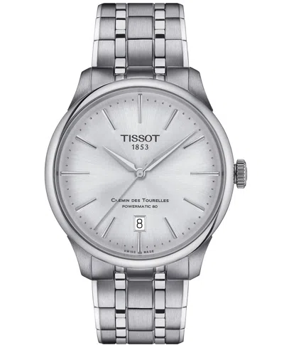 Tissot Unisex Swiss Automatic Chemin Des Tourelles Powermatic 80 Stainless Steel Bracelet Watch 39mm In No Color