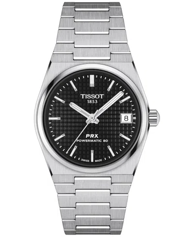 Tissot Unisex Swiss Automatic Prx Powermatic 80 Stainless Steel Bracelet Watch 35mm In Grey