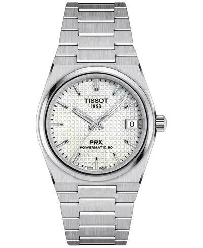 Tissot Unisex Swiss Automatic Prx Powermatic 80 Stainless Steel Bracelet Watch 35mm In Grey