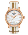 Tissot Unisex Swiss Quickster White Stripe Textile Strap Watch 40mm In No Color