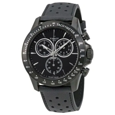 Pre-owned Tissot V8 Men's Black Dial Chrono Black Leather Strap Watch T106.417.36.051.00