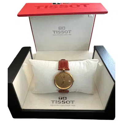 Pre-owned Tissot Vintage Classic  Goldrun, 18k Gold Case & Brown Lather Strap Original Case