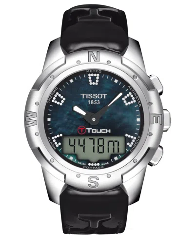 Tissot Watch, Women's Swiss Analog Digital T-touch Ii Black Leather Strap 43mm T0472204612600 In No Color