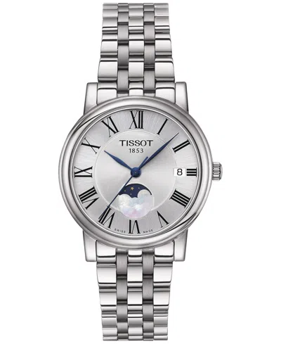 Tissot Women's Carson Premium Lady Moonphase Stainless Steel Bracelet Watch 32mm In Silver