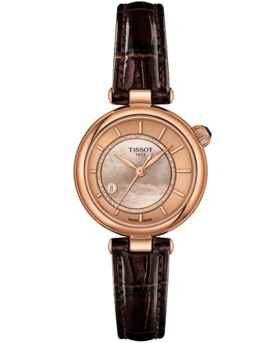 Tissot Women's Desir Automatic Rose Gold Stainless Steel Case Bracelet Watch 28mm In Brown,pearl