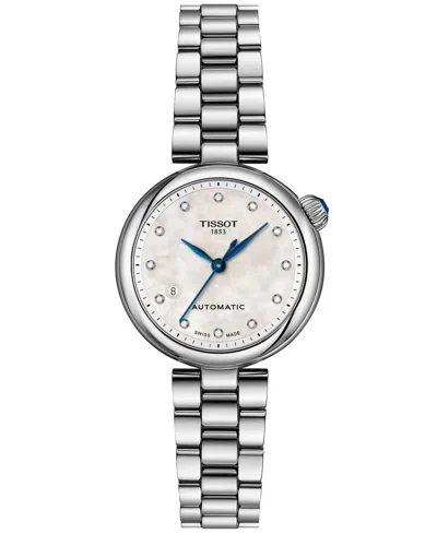 Tissot Women's Desir Automatic Silver-tone Stainless Steel Bracelet Watch 28mm In White,pearl