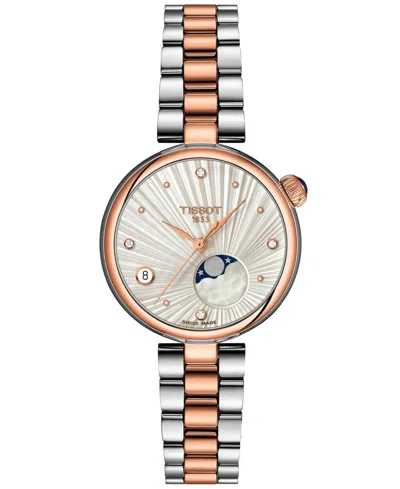 Tissot Women's Desir Moonphase Quartz Silver-tone Stainless Steel Bracelet Watch, 29.6mm In Two-tone
