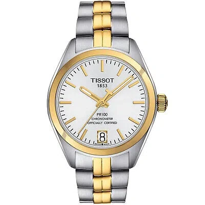 Pre-owned Tissot Women's Pr 100 Powermatic 80 Silver Dial Watch - T1012082203100