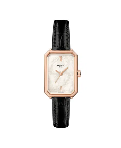 TISSOT WOMEN'S QUARTZ BLACK LEATHER STRAP WATCH, 21.80MM