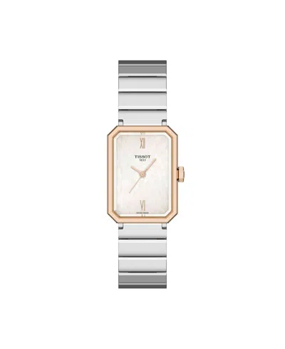 Tissot Women's Rectangular Silver Stainless Steel Watch 21.8mm In White
