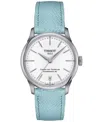 Tissot Women's Swiss Automatic Chemin Des Tourelles Powermatic 80 Blue Leather Strap Watch 34mm In No Color
