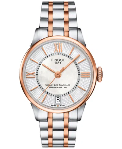 Tissot Women's Swiss Automatic Chemin Des Tourelles Powermatic 80 Two-tone Stainless Steel Bracelet Watch 3 In No Color
