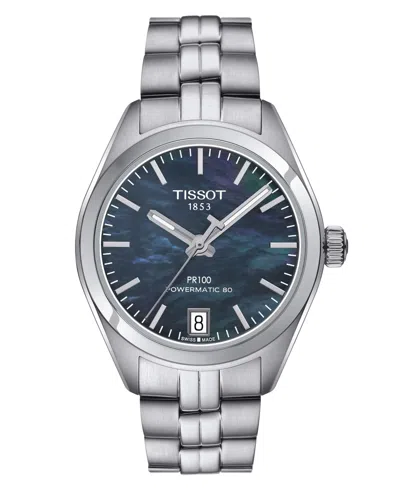 Tissot Women's Swiss Automatic Pr 100 Stainless Steel Bracelet Watch 33mm In Metallic