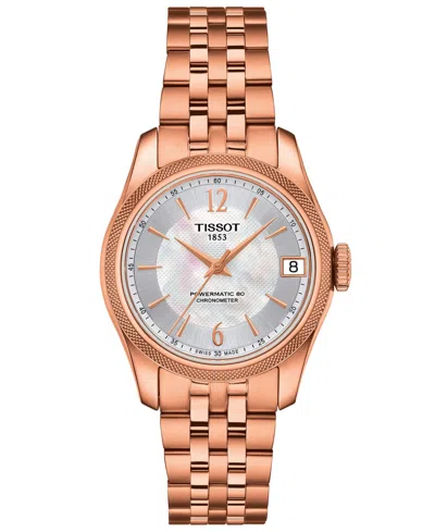 Tissot Women's Swiss Automatic T-classic Ballade Rose Gold-tone Pvd Stainless Steel Bracelet Watch 30.6mm