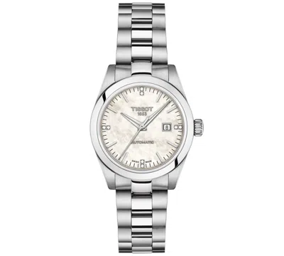 Tissot Women's Swiss Automatic T-my Lady Diamond Accent Stainless Steel Bracelet Watch 29mm Gift Set In Gray