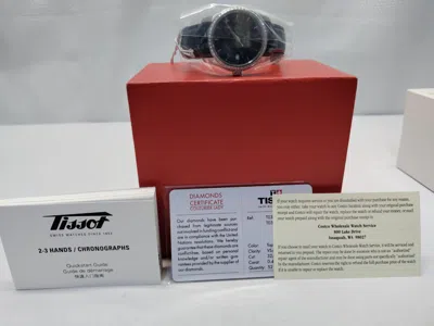 Pre-owned Tissot Women's Swiss Couturier Diamond (1/3 Ct. T.w.) Black Leather Strap Watch