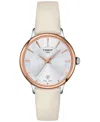 Tissot Women's Swiss Odaci-t Cream Leather Strap Watch 33mm In No Color