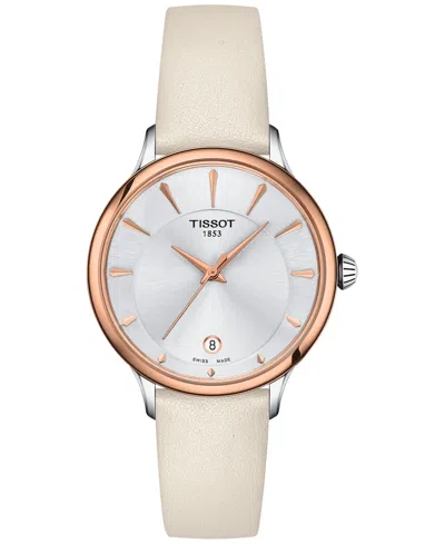 Tissot Women's Swiss Odaci-t Cream Leather Strap Watch 33mm In No Color