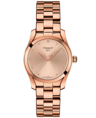 Tissot Women's Swiss T-lady T-wave Diamond-accent Rose Gold-tone Pvd Stainless Steel Bracelet Watch 30mm In No Color