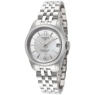 Pre-owned Tissot Womens Ballade Powermatic 80 White Mop Dial Watch - T1082081111700