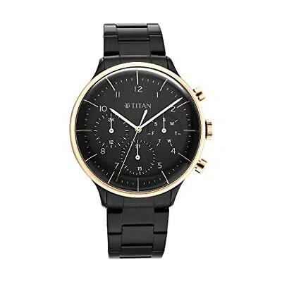 Pre-owned Titan Analog Black Dial Men's Watch-90102km01