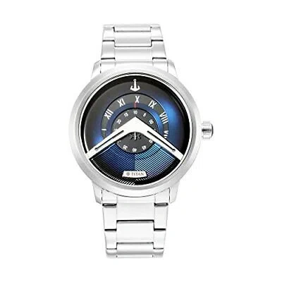 Pre-owned Titan Analog Blue Dial Men's Watch-1828sm01