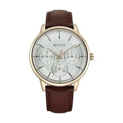 Pre-owned Titan Analog Brown Dial Men's Watch-90133wl01