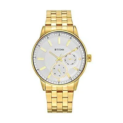 Pre-owned Titan Analog White Dial Men's Watch-np9441ym01/np9441ym01
