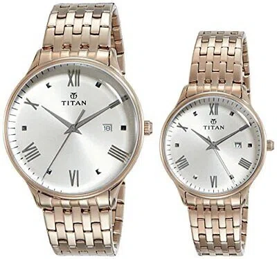Pre-owned Titan Bandhan Analog Pink Dial Couple Watch-nl9400194201wm01