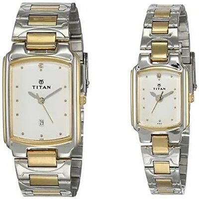 Pre-owned Titan Bandhan Analog White Dial Couple Watch-nl19552955bm01